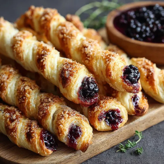 A plate of pastry twists with berries on top.