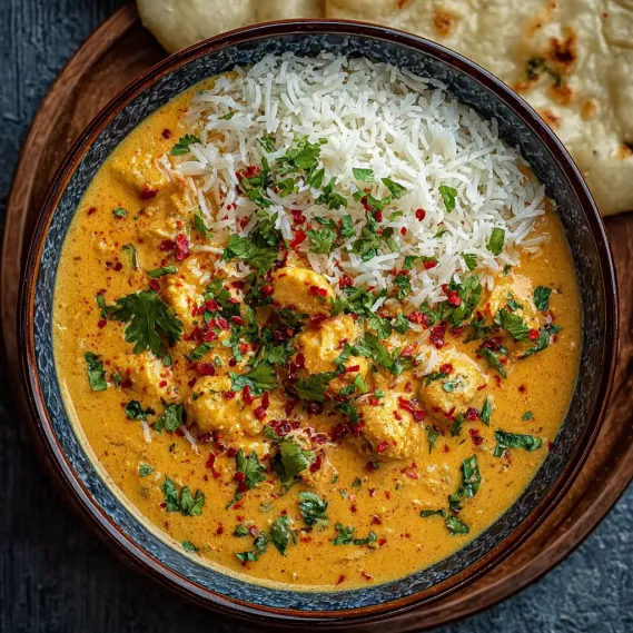 A bowl of creamy vegetable korma.