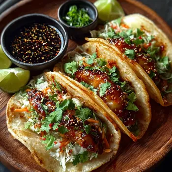 A plate of smash dumpling tacos.