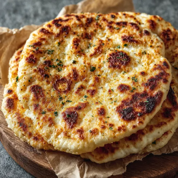 A flatbread with cheese on top.