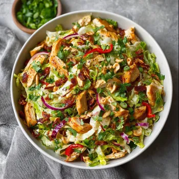 A bowl of chicken cabbage salad.
