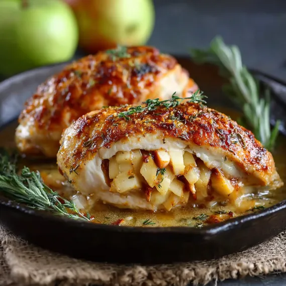 A plate of chicken with a maple dijon glaze.