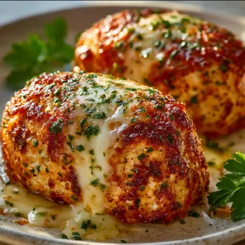 Two pieces of meatloaf with cheese on top.
