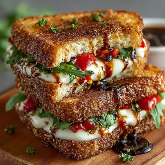 A grilled balsamic vinaigrette sandwich melt.