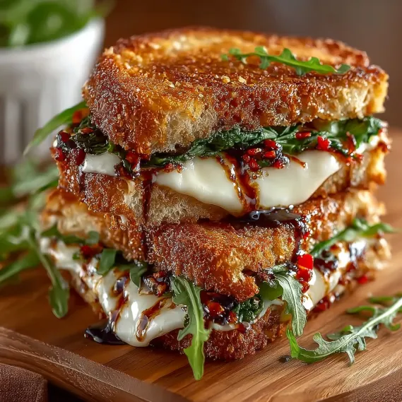 A grilled balsamic vinaigrette sandwich melt.