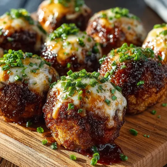 A plate of meatballs with cheese on top.