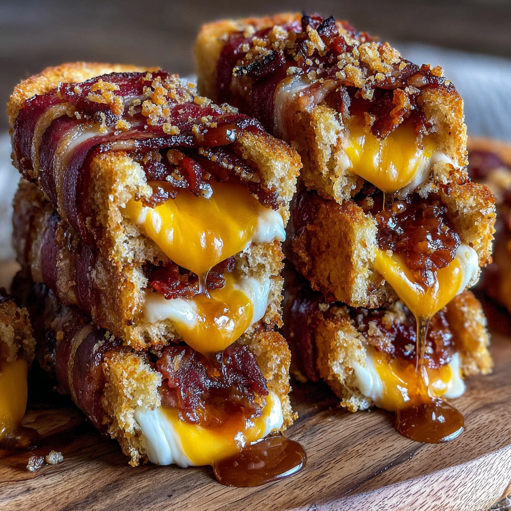 Bacon-wrapped grilled cheese fingers.