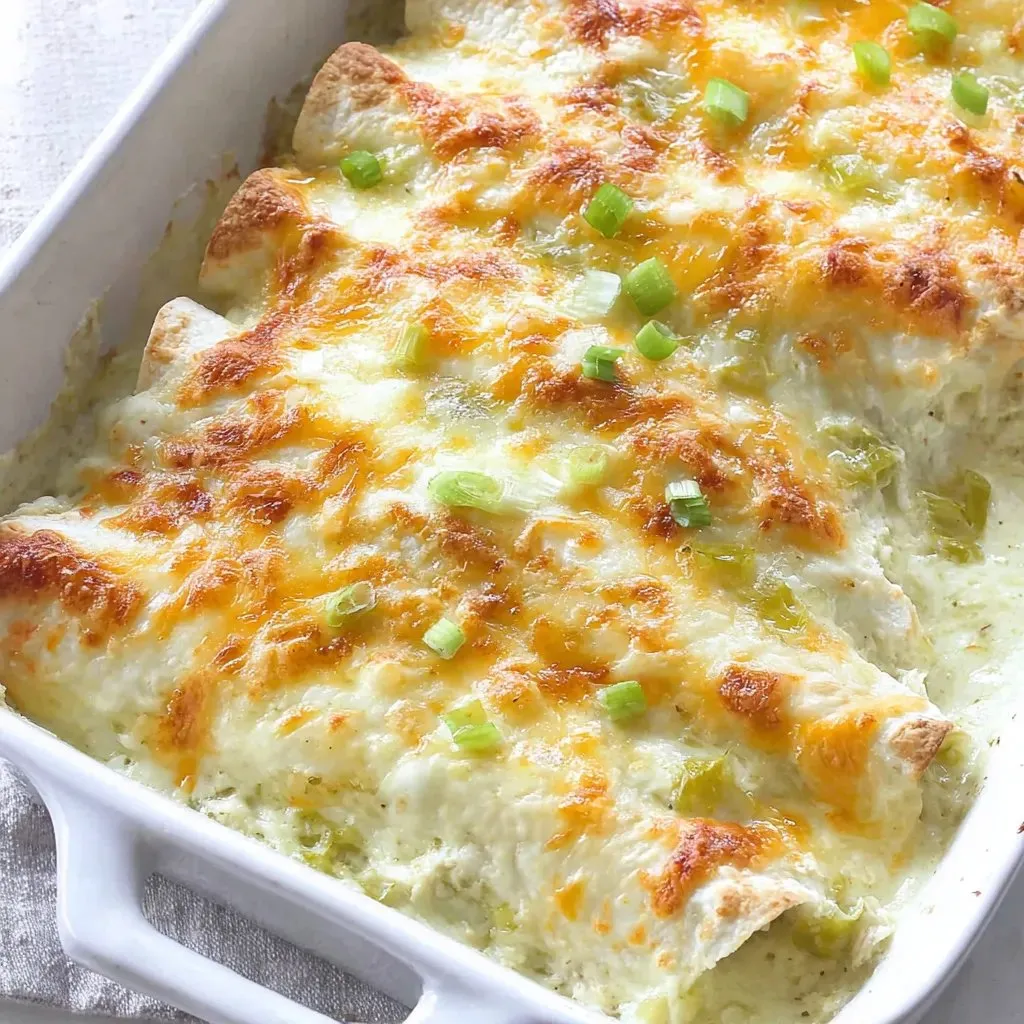 A white dish with chicken and cheese.
