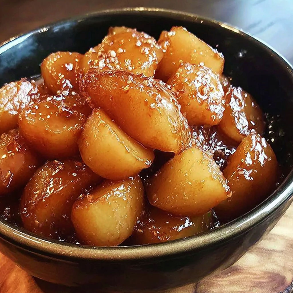 A bowl of fried apples.