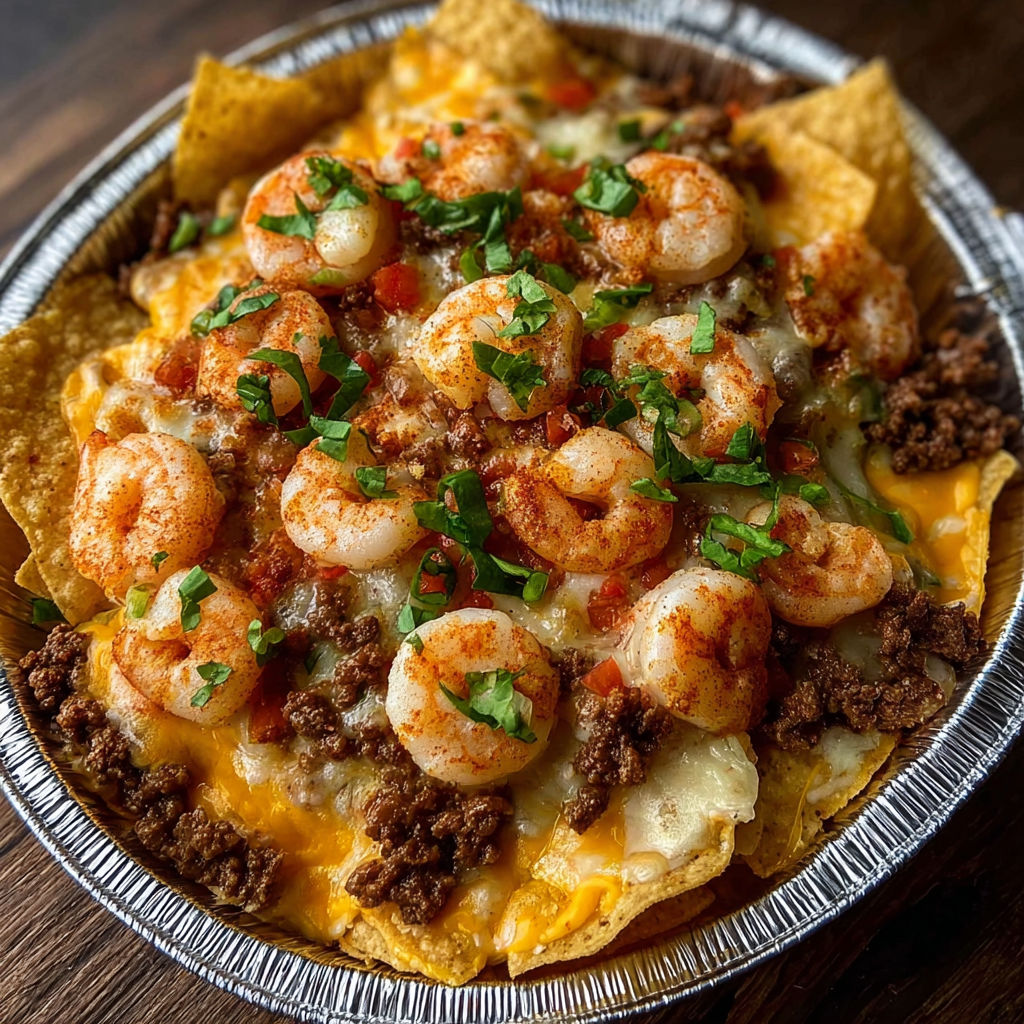 A close up of a shrimp and cheese taco.