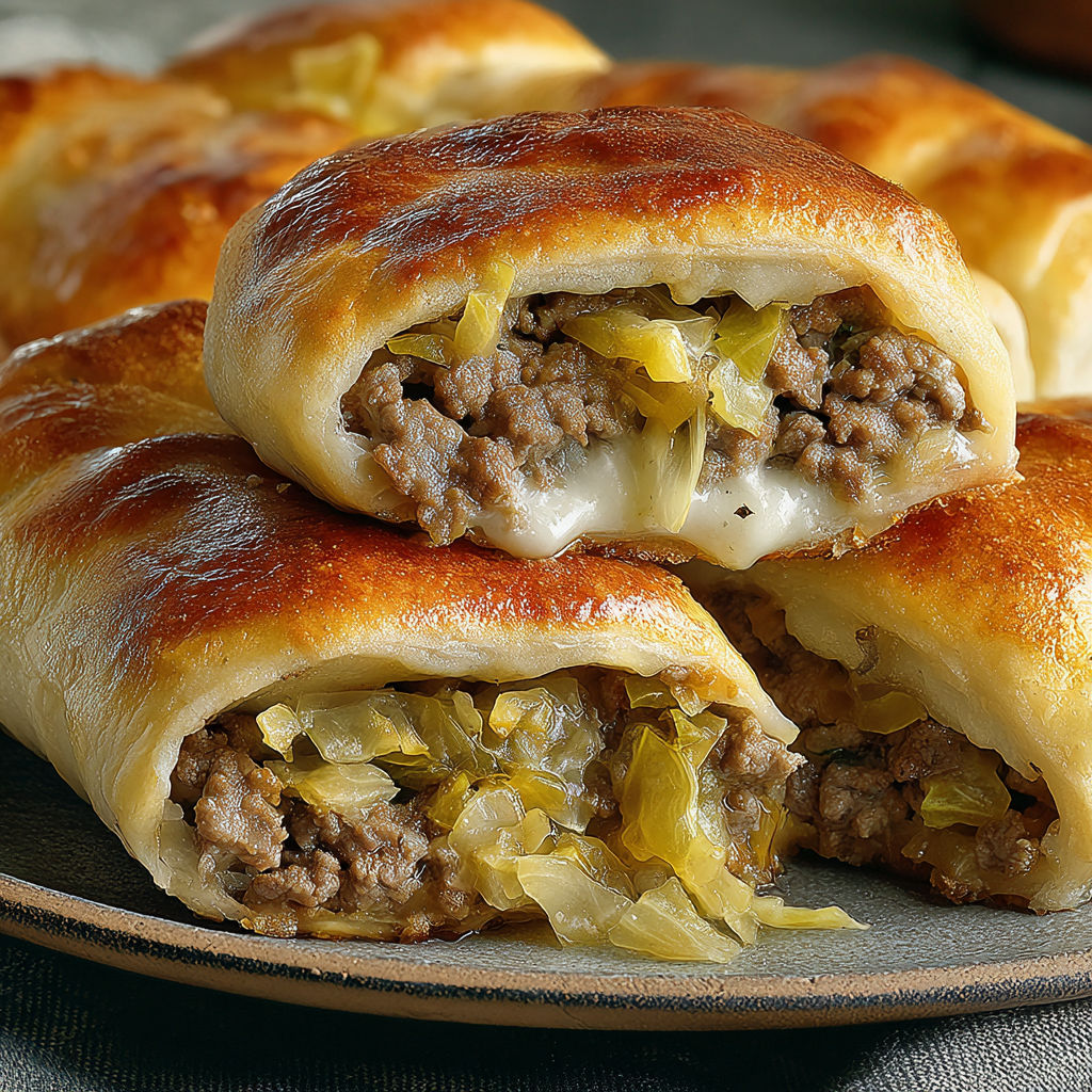 A plate of meat and vegetable filled pastries.