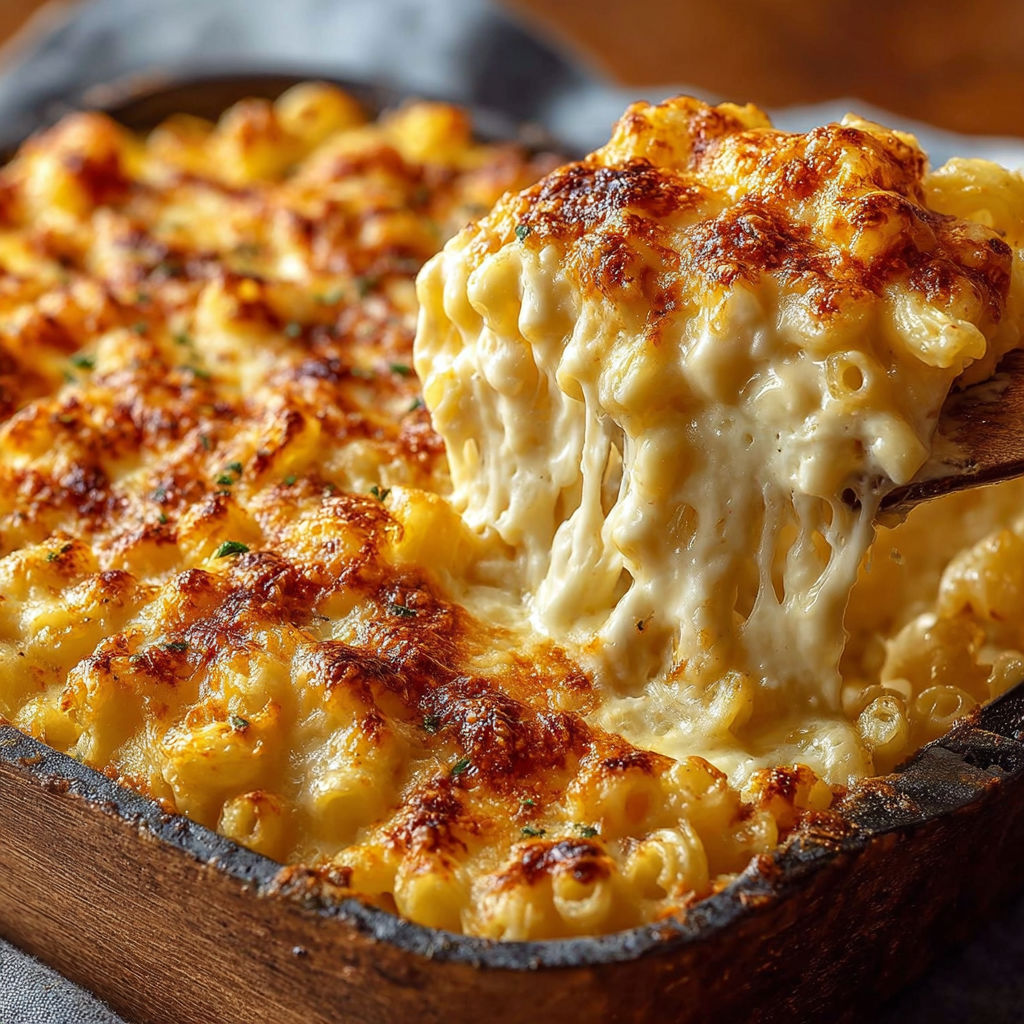 A close up of a delicious Five Cheese Macaroni.