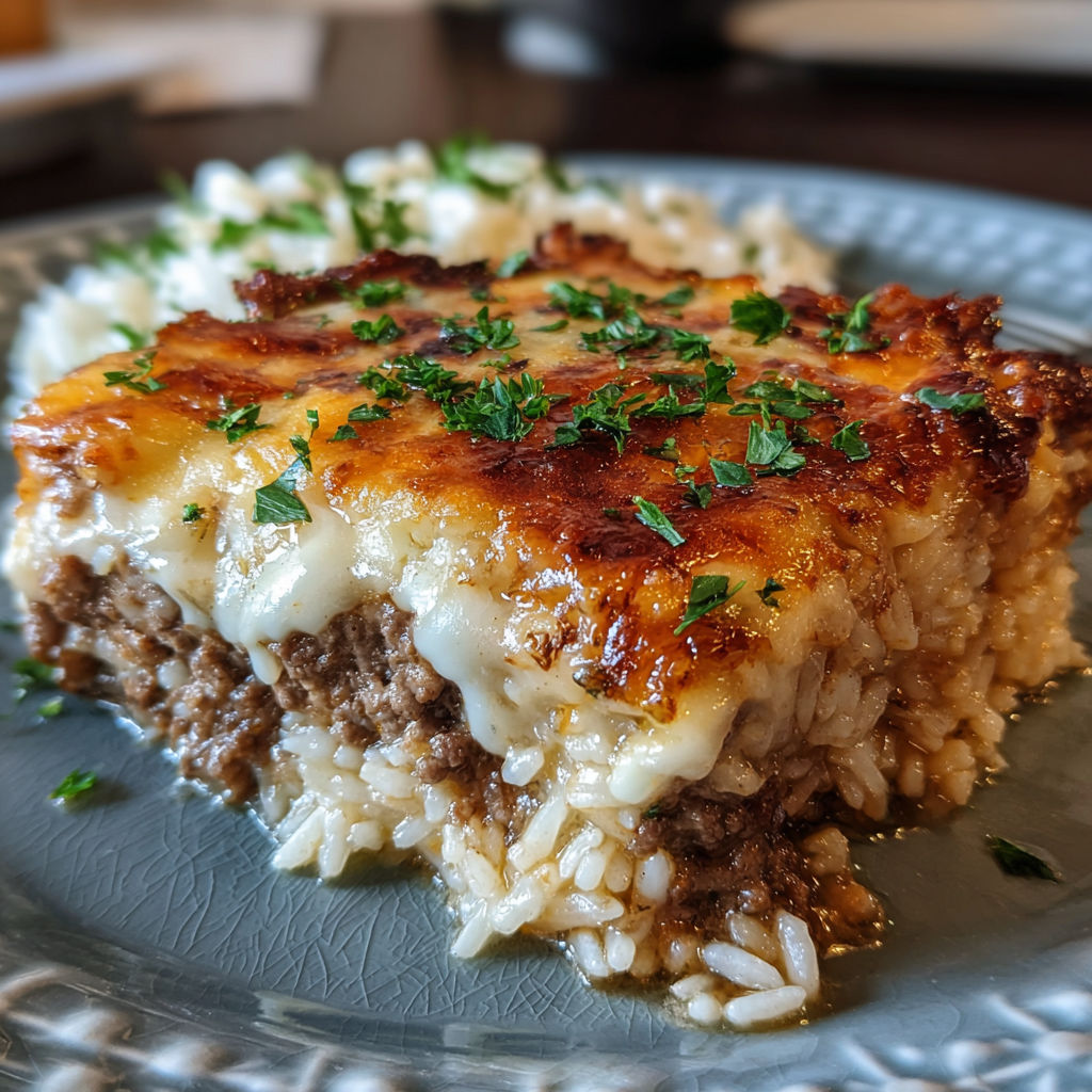 A plate of food with rice and cheese.