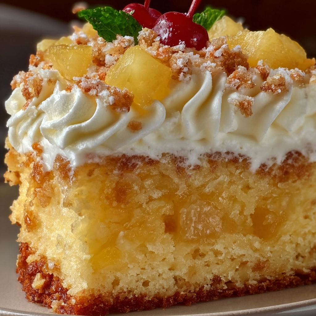 A slice of Southern Pineapple Cake.