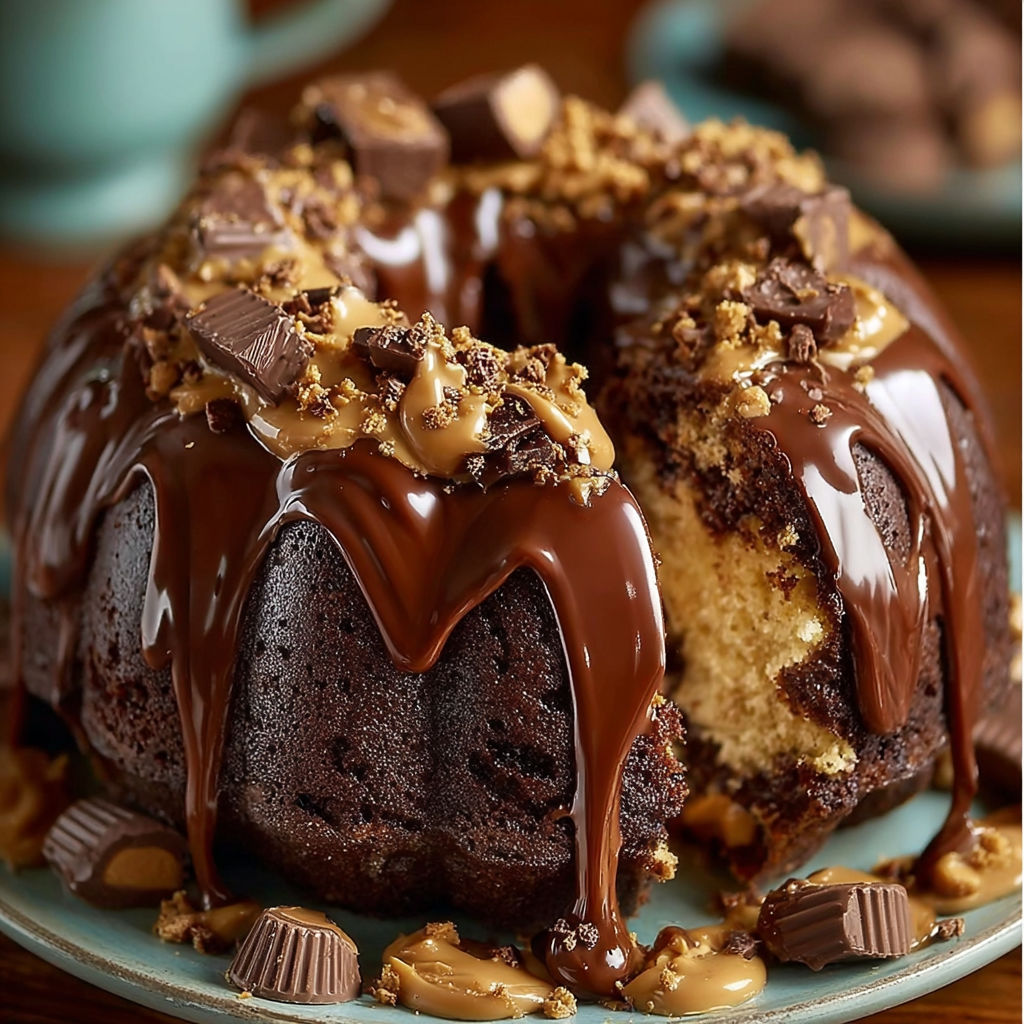 A chocolate cake with chocolate frosting and nuts.