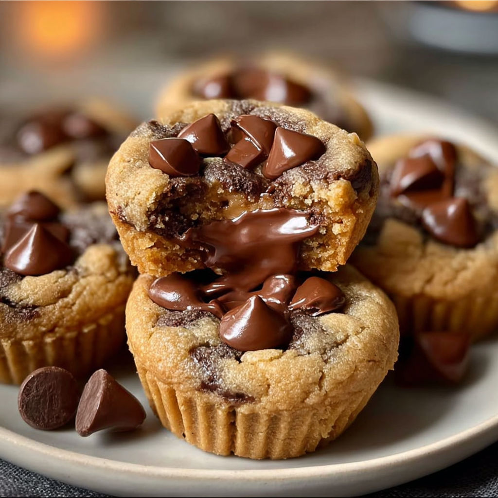 A plate of chocolate chip cookies with chocolate drizzled on top.