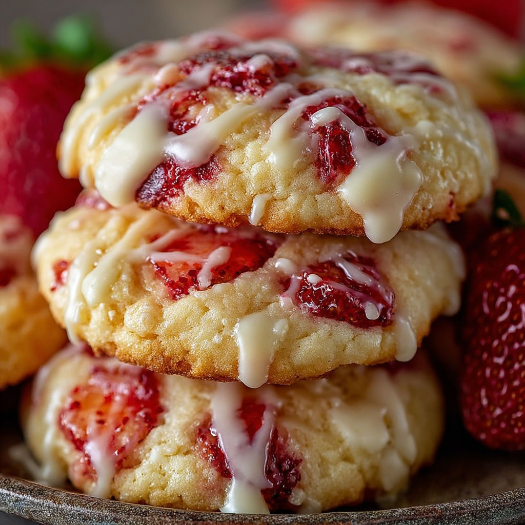 A stack of strawberry shortcake cookies.