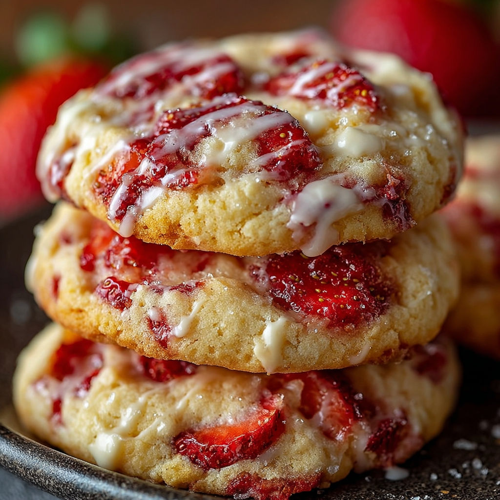A stack of strawberry shortcake cookies.