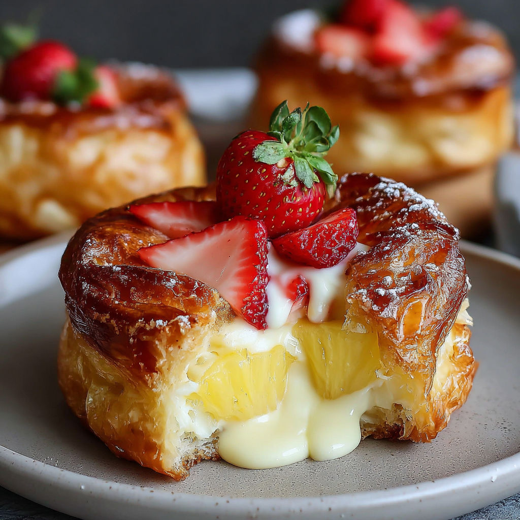 A pastry with a strawberry on top.