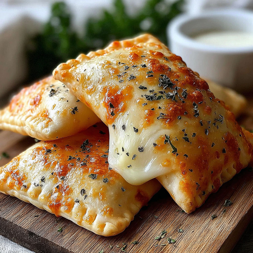 A stack of cheese and herb filled pastries.