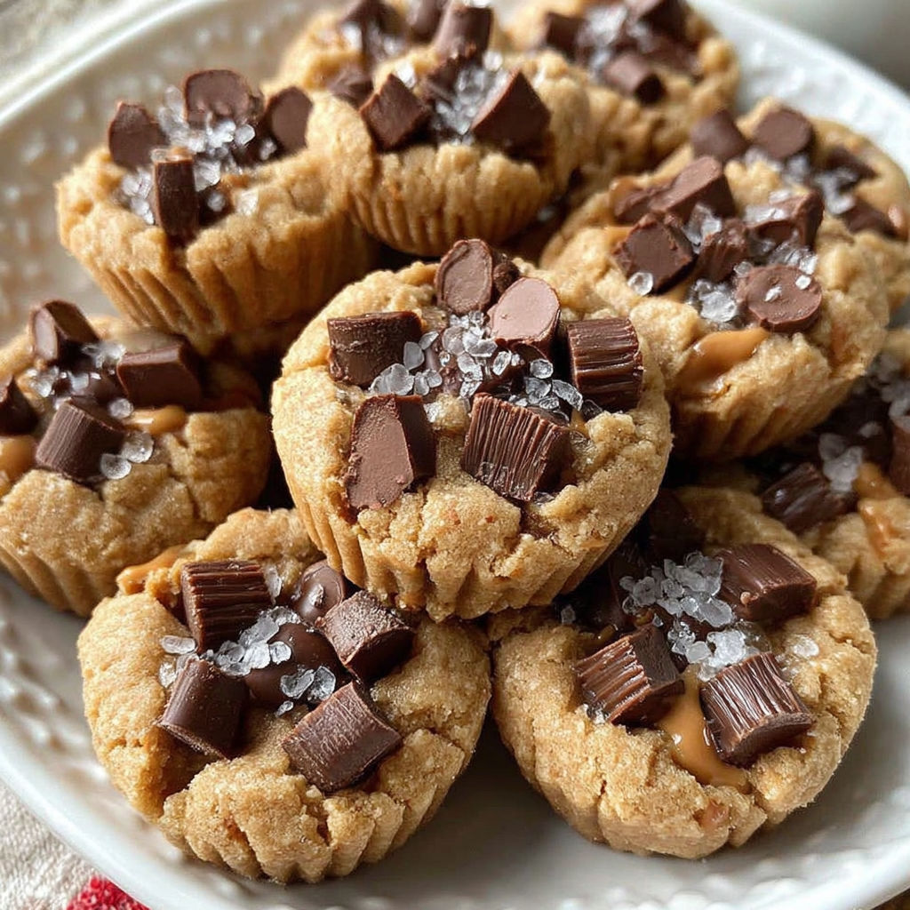 A plate of peanut butter cookie bites with chocolate chips.