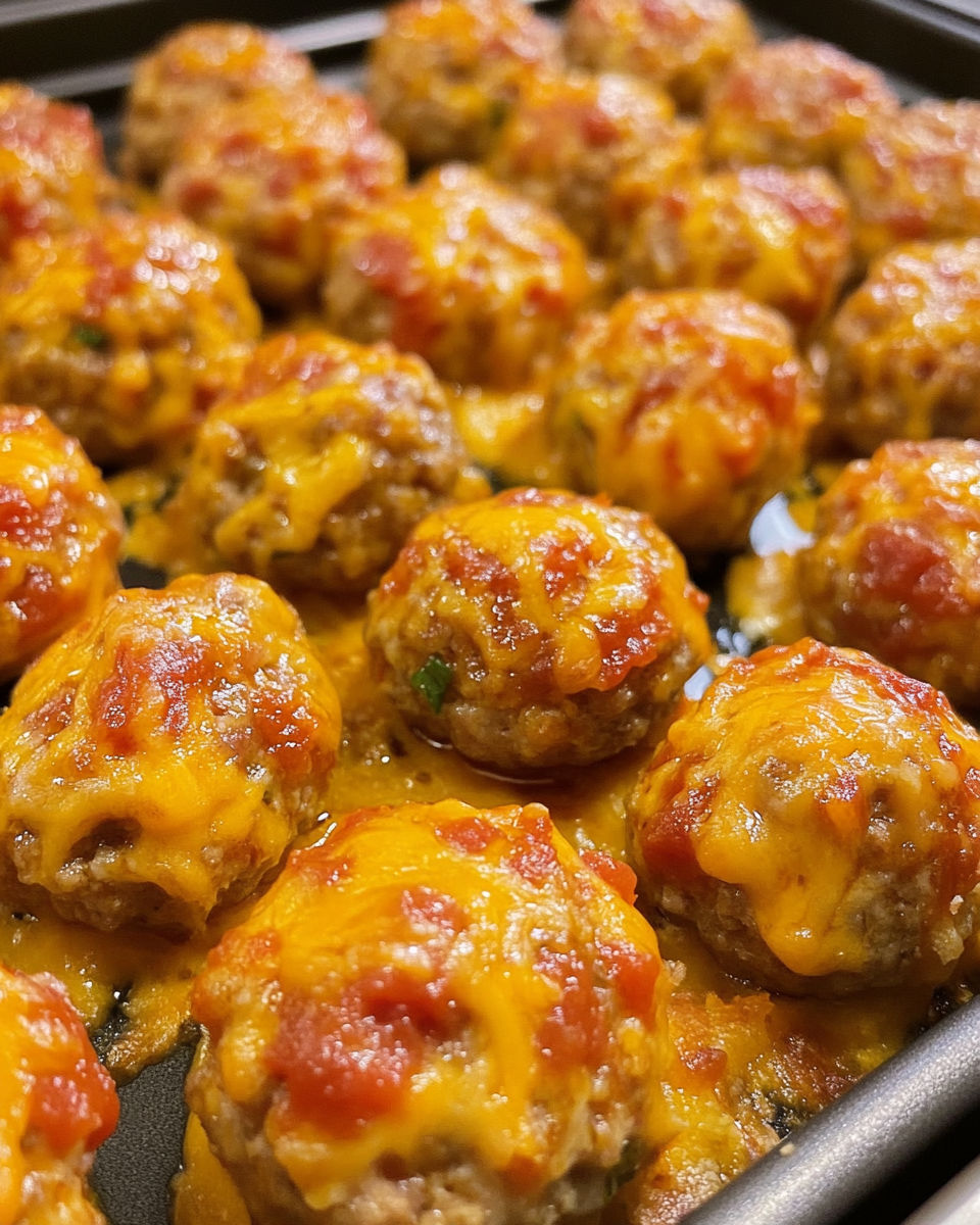 A plate of meatballs with cheese.