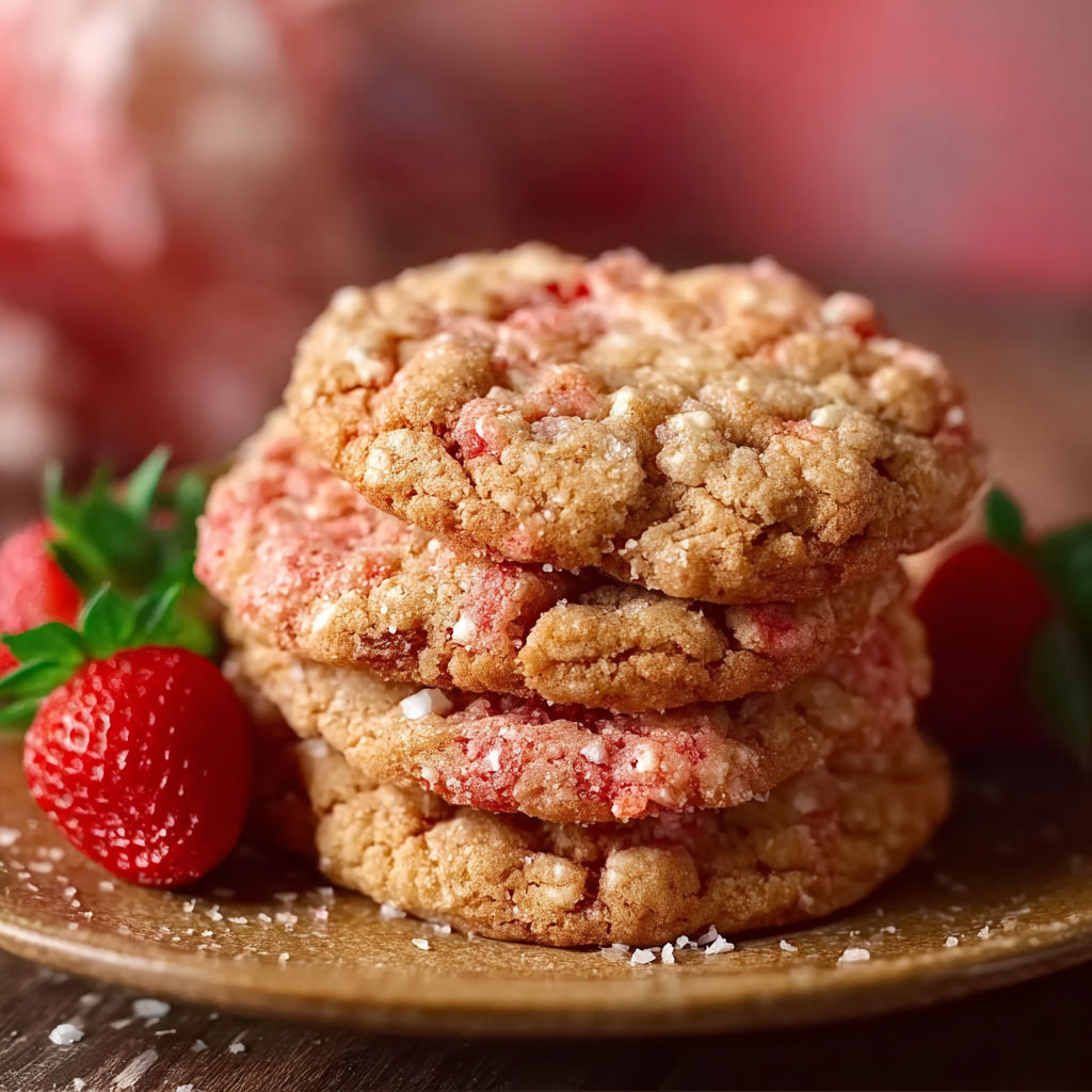 A stack of cookies with red and white icing.