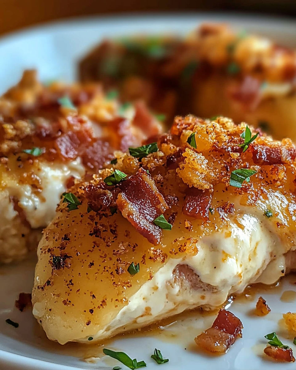 A plate of food with bacon and cheese.