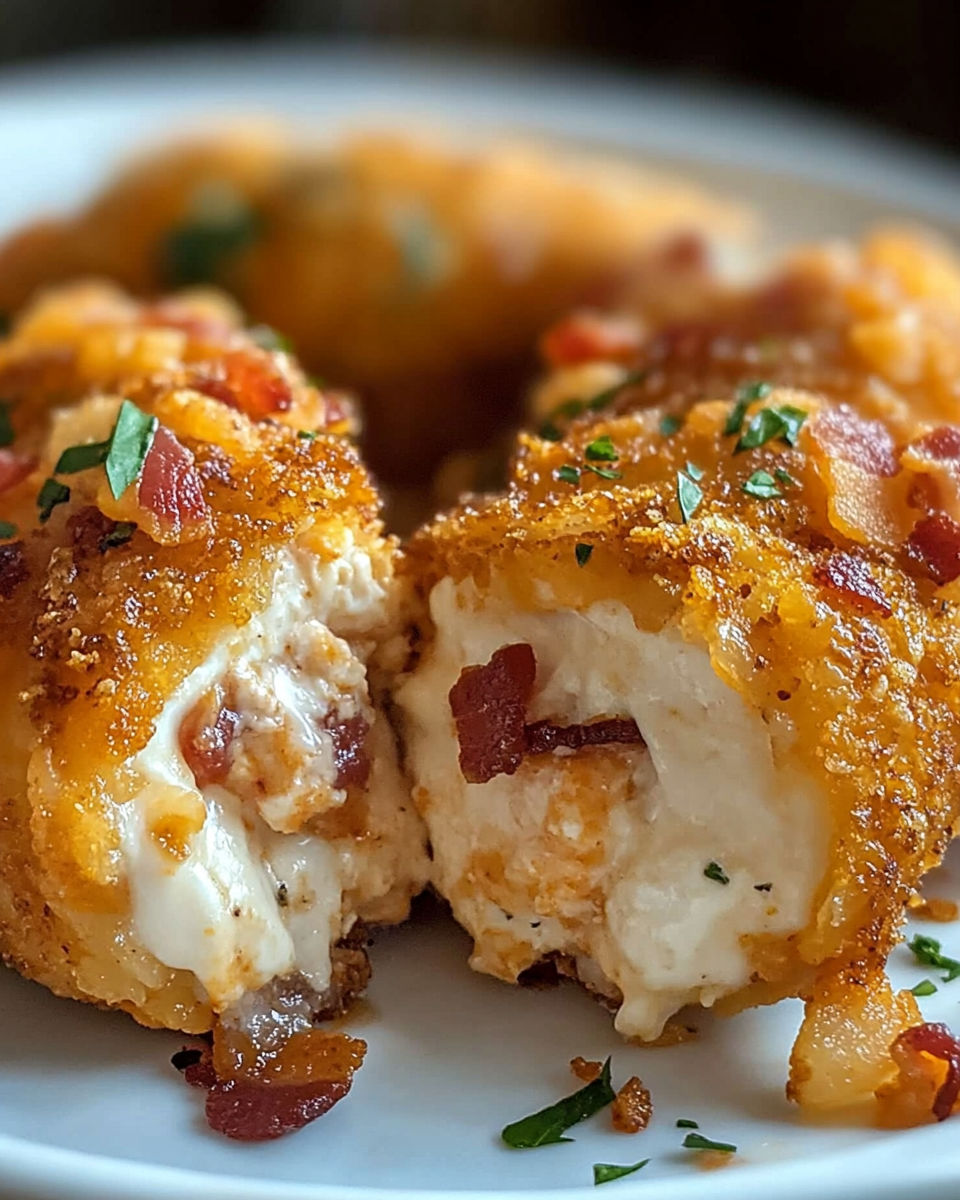 A plate of food with bacon wrapped around it.