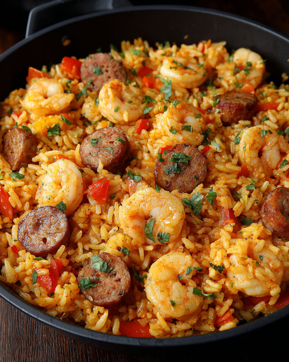 A bowl of shrimp dirty rice.