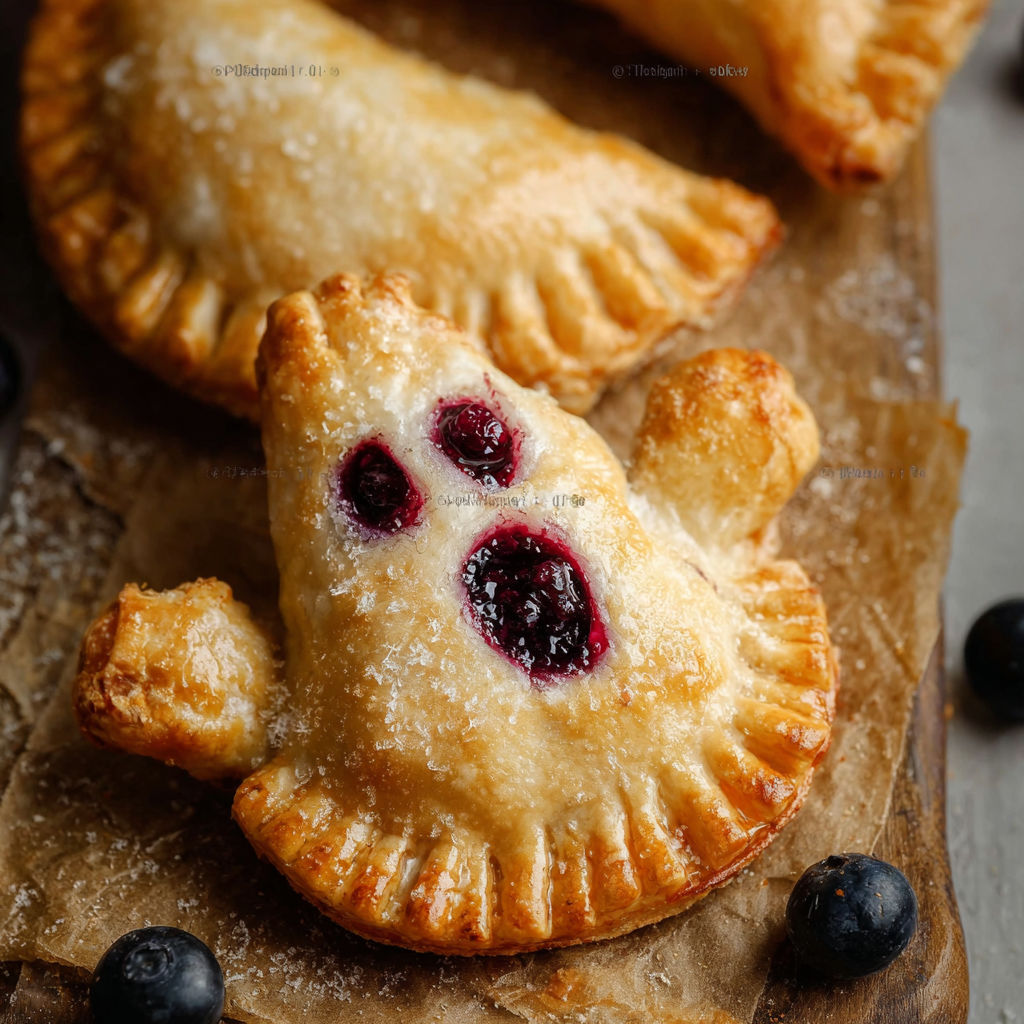 A pastry with a face made of berries.