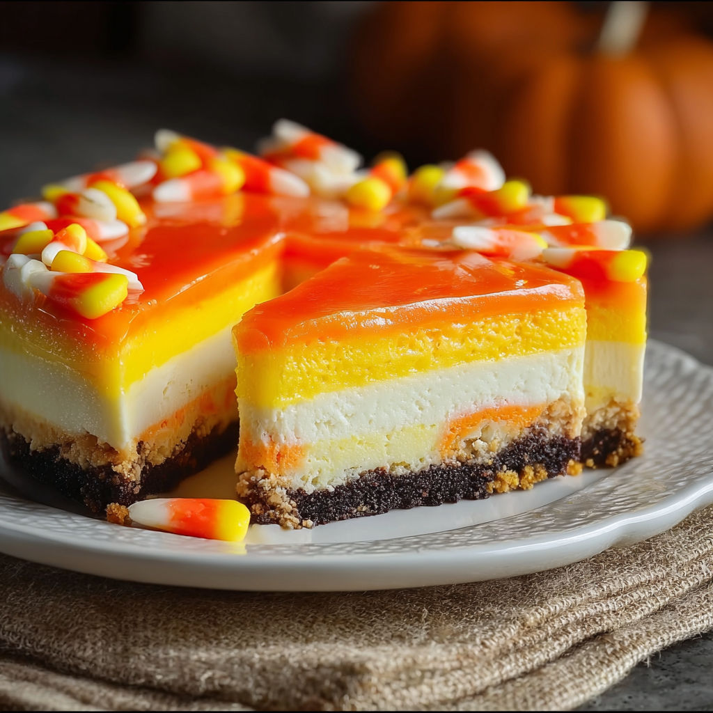 A slice of cake with a caramel and pumpkin filling.