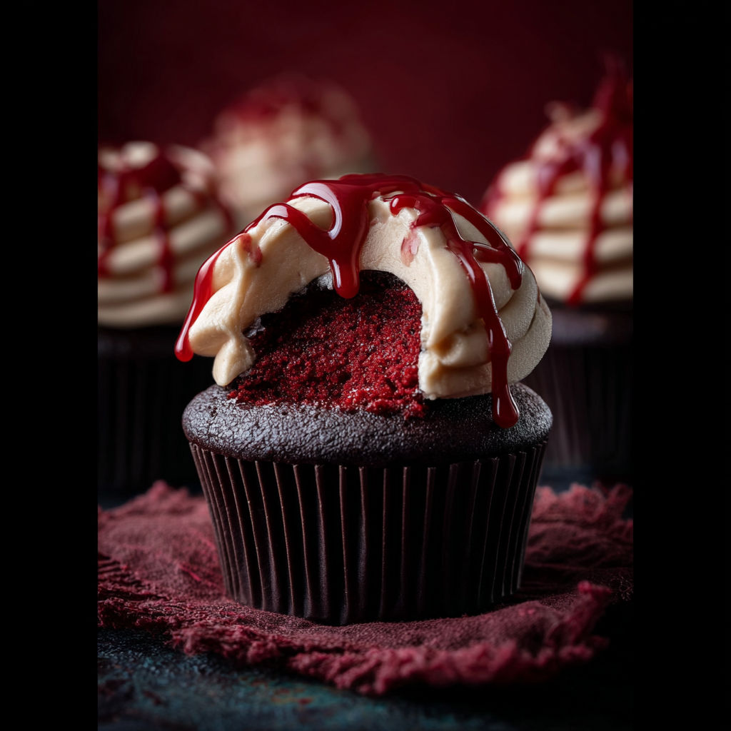 A cupcake with a bite taken out of it.