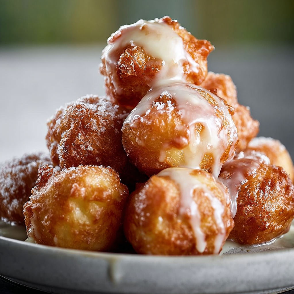A plate of mini cinnamon apple fritters.