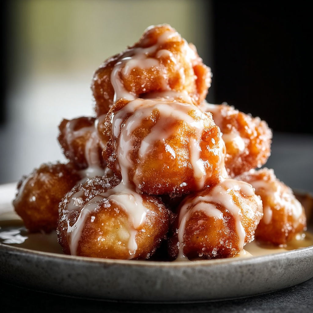 A plate of mini cinnamon apple fritters.