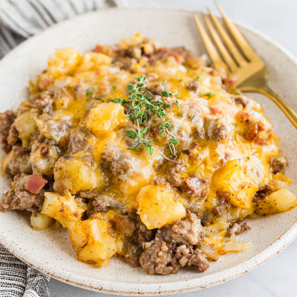A plate of slow cooker hamburger hash.