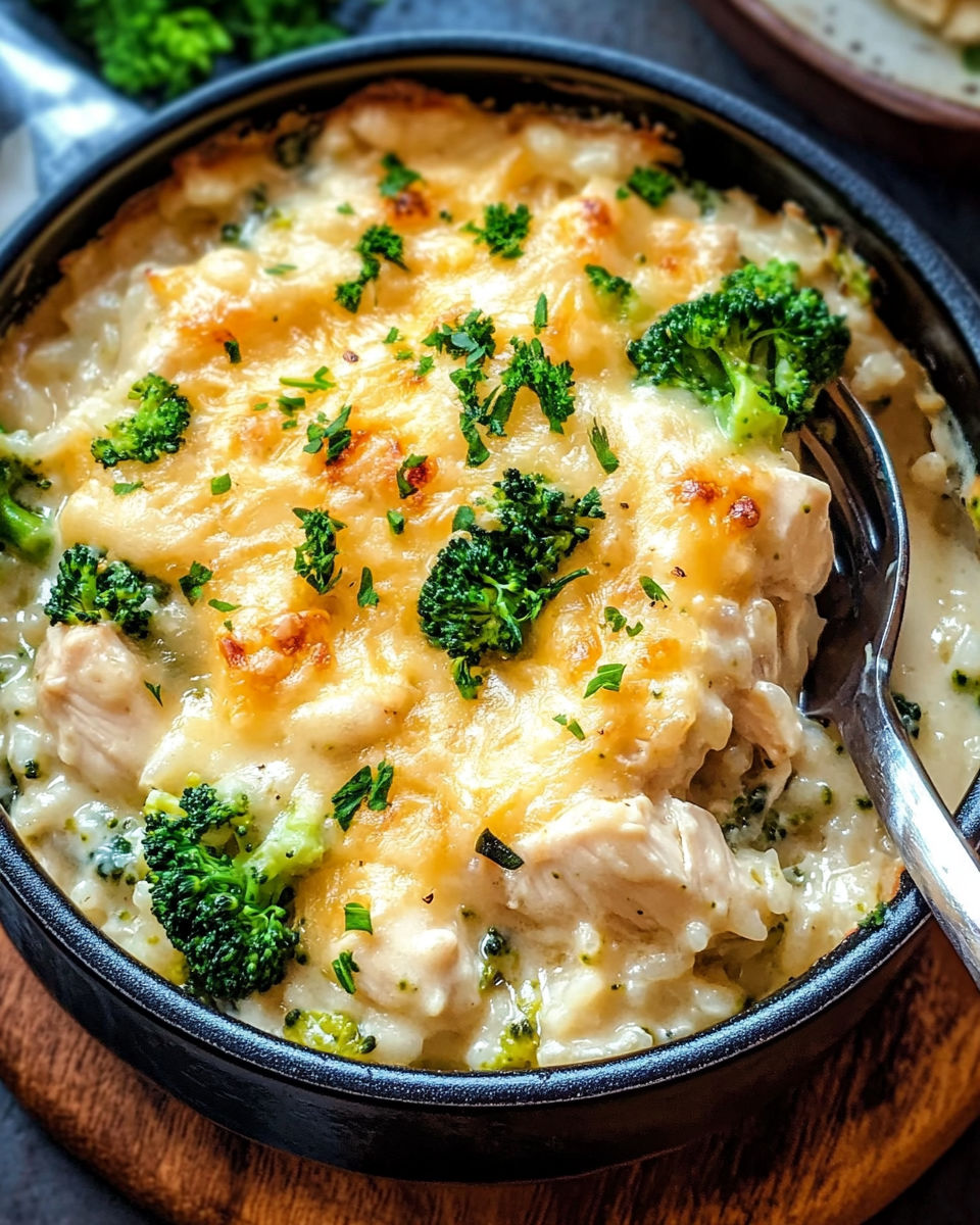 A bowl of food with broccoli and cheese.