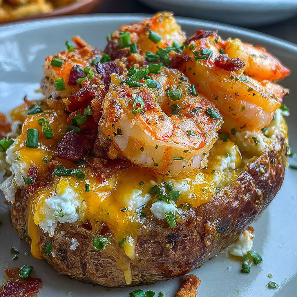 A loaded shrimp turkey bacon potato.