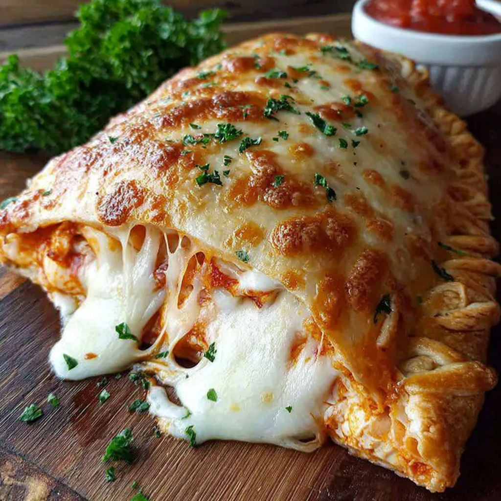 A slice of pizza with cheese and herbs on a wooden table.