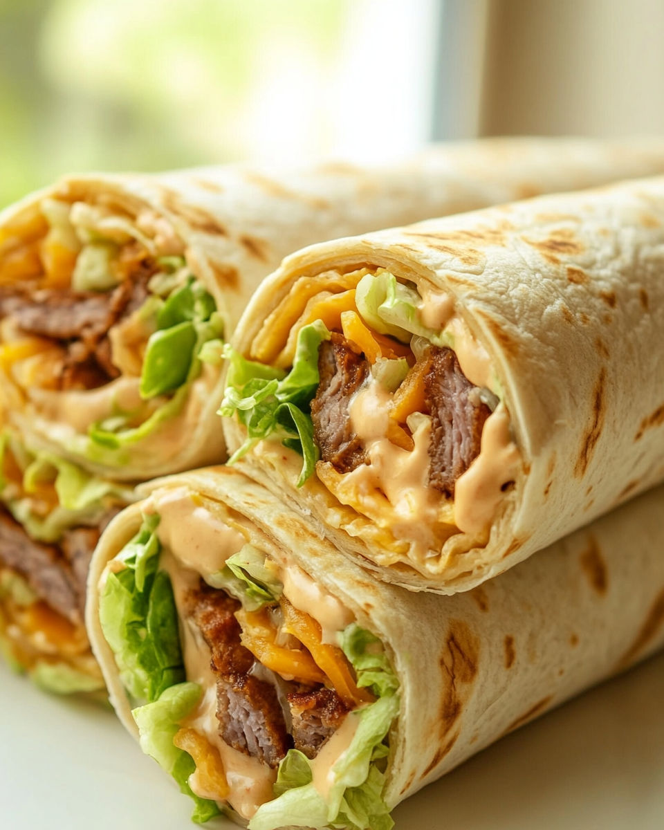 A burrito with lettuce and cheese.