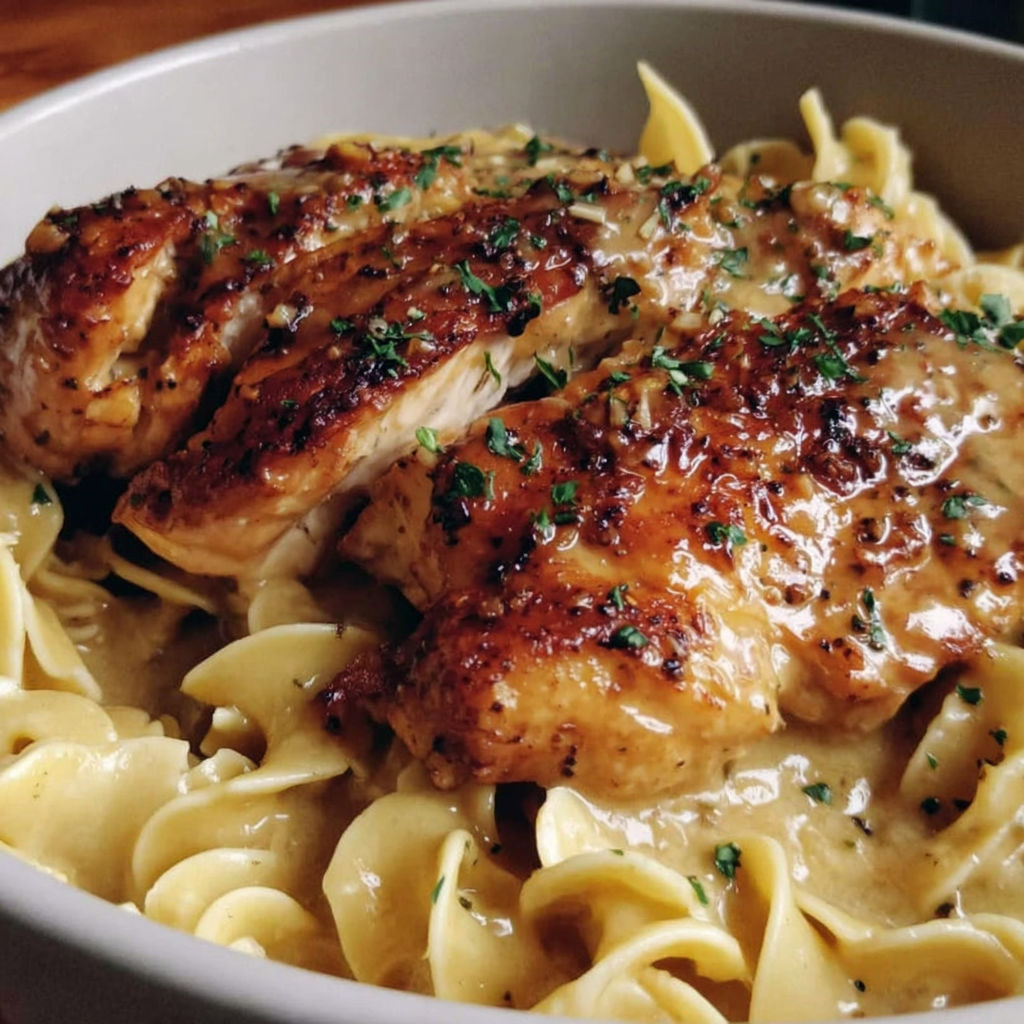a plate of Chicken with Buttered Noodles
