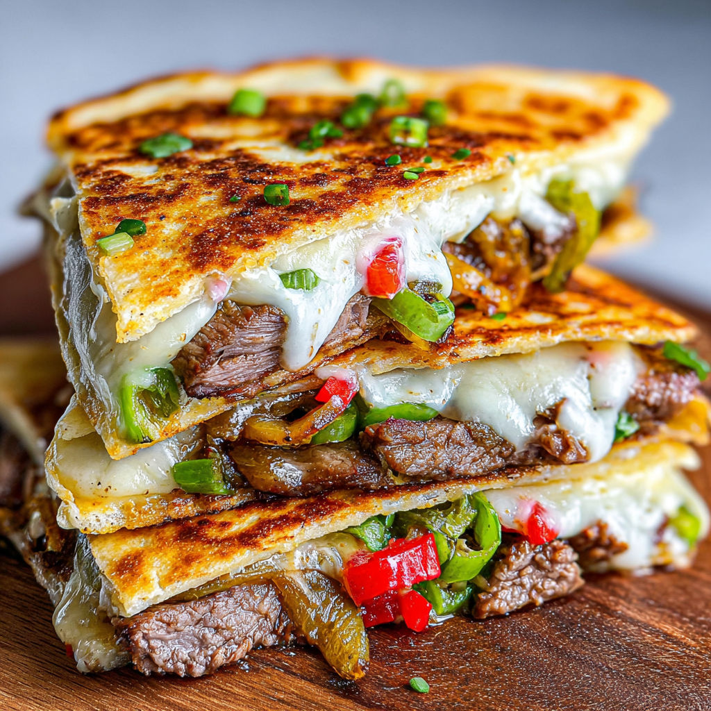 A stack of sandwiches with meat and vegetables.