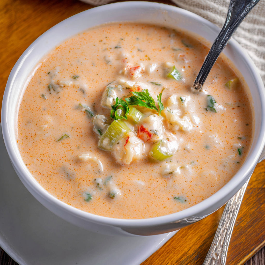 A bowl of soup with a spoon in it.