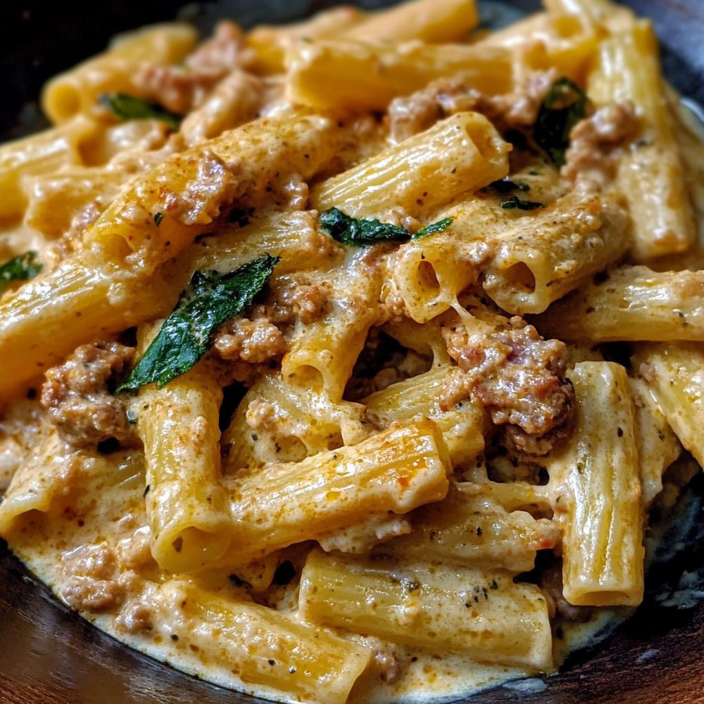 A bowl of pasta with meat sauce.