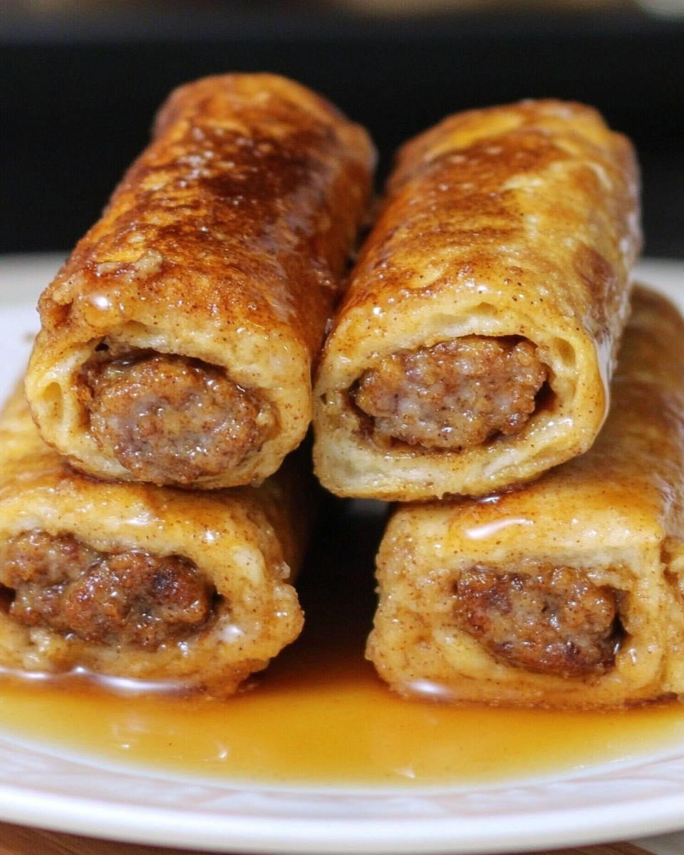 A plate of sausage roll-ups.