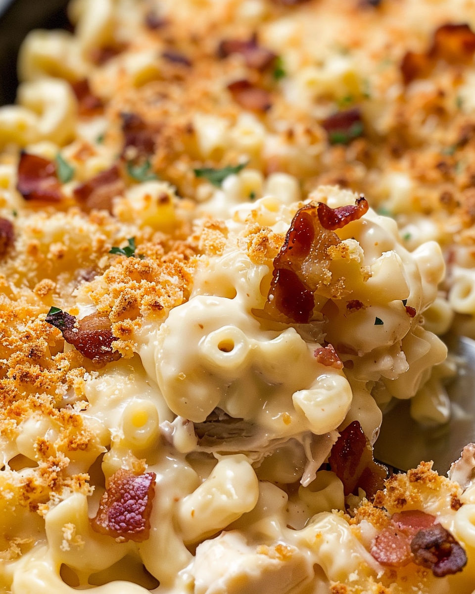 A close up of a dish of macaroni and cheese.