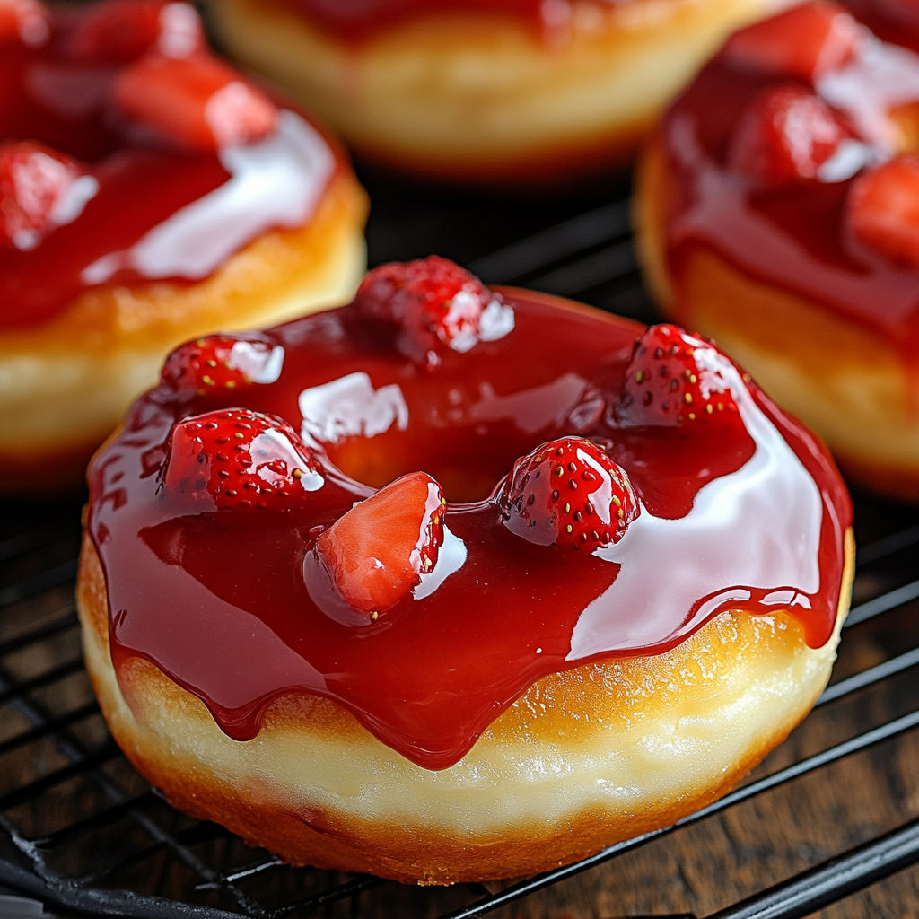 Strawberry Cheesecake Stuffed Donuts.