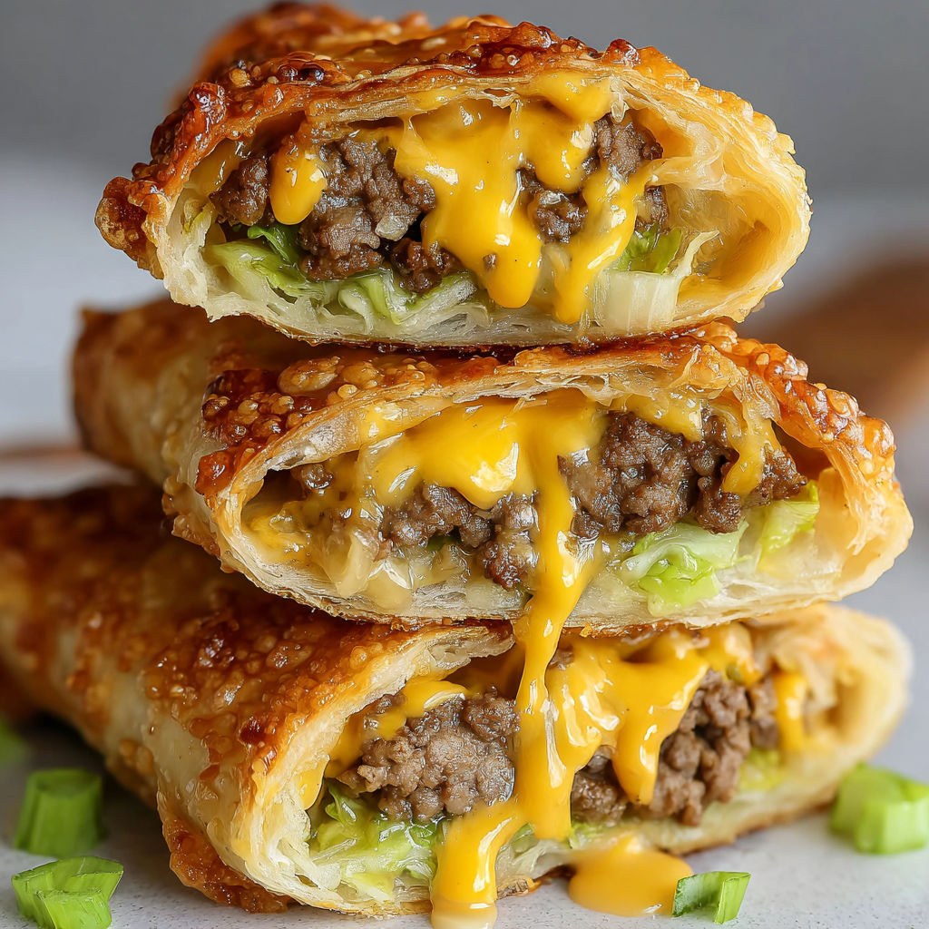 A close up of a pastry with cheese and meat.