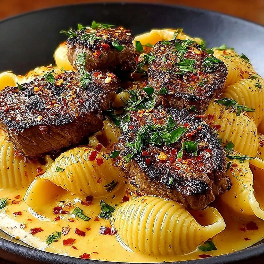 A plate of food with meat and pasta.