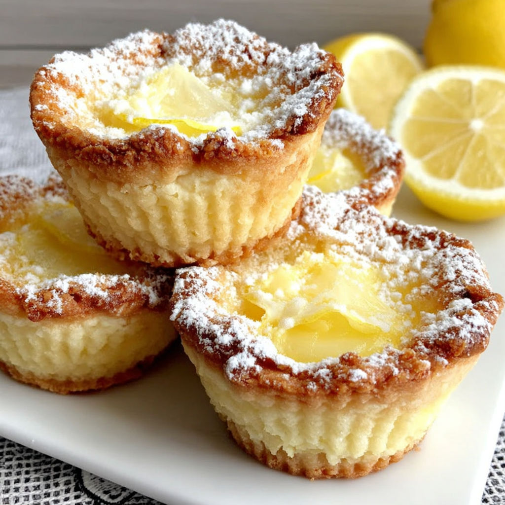 Three mini baby lemon pies on a plate.